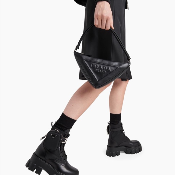 PRADA Monolith with Side Pocket Ankle Boot Size US 7 Black - Picture 3 of 17